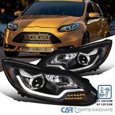 Fits 2012-2014 Ford 12-14 Focus Projector Headlights Black Led Signal Lamps Bar