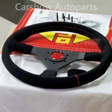 Momo Montecarlo 350mm 14 Suede Thickened Spoke Red Stitch Sport Steering Wheel
