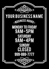 Hours Of Business Store Shop Personalized Custom Text Vinyl Window Decal Sticker
