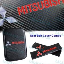 New Carbon Fiber For Mitsubishi Center Armrest Cushion Mat Pad Seat Belt Cover