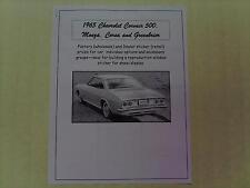 1965 Chevrolet Corvair Factory Costdealer Window Pricing For Cars Options--65