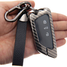 Metal Carbon Fiber Car Smart Key Chain Case Cover For Vw Golf Gti Mk8 Id4 Seat