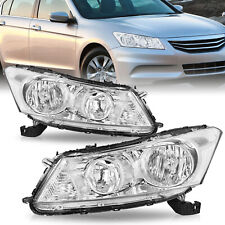 For 2008-2012 Honda Accord 4-door Sedan Chrome Headlights Clear Corner Lamps Lr