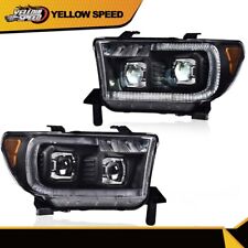 Fit For Toyota 07-13 Tundra 08-17 Sequoia Black Led Tube Projector Headlights
