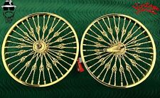 Vintage Lowrider 20 Cage Twisted Gold 36 Spoke Heavy Duty Rims Front Or Coaster