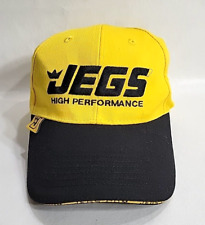 Jegs Hat Cap Strap Back Adult Yellow Black Spell Out Auto Racing Casual Mens