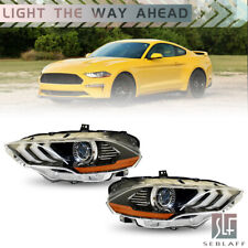 For 2018-2020 Ford Mustang Headlights Led Drl Black Projector Rightleft Side