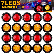 20x 2 Inch Round Red Amber Led Side Marker Clearance Trailer Truck Lights 12v