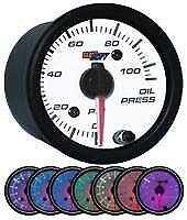 Glowshift 52mm White 7 Color Oil Pressure Gauge 0 To 100 Psi