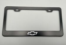 Laser Engraved Bowtie Logo Black Stainless Steel License Plate Frame Fit Chevy