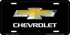 Chevrolet Bow Tie Chevy Licensed Black Aluminum Metal License Plate Sign Tag