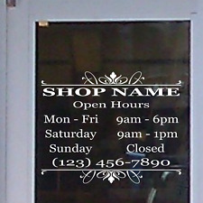 Custom Store Shop Name Business Open Hours Vinyl Window Decal Sign Door Bs015a
