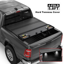 5.75.8ft 4-fold Hard Tonneau Cover For 2009-2024 Ram 1500 Truck Bed W Led Lamp