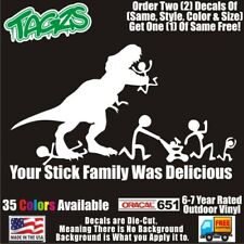 T-rex Dinosaur Stick Family Funny Diecut Vinyl Window Decal Sticker Car Truck