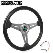 Gray 14inch Universal Flat Dish Drifting Racing Steering Wheel Aluminum 6 Holes