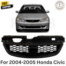 New Front Grille Assembly For 2004-2005 Honda Civic Painted Black Shell Plastic