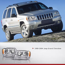 Chrome Headlights Headlamps Left Right For 1999-2004 Jeep Grand Cherokee