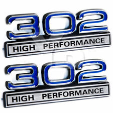 302 5.0l Engine High Performance Engine Emblems In Blue Chrome - 4 Long Pair
