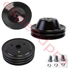 Sb Chevy Short Water Pump Steel Pulley Kit Sbc 2 Groove Upper 3 Groove Lower 350