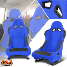 2pcs Fixed Back Racing Bucket Seats W Sliders Blue 21.5 W X 22 D X 36 H