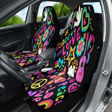 Peace Love Pink Car Seat Covers Hippie Front Seat Protectors 2pc Car