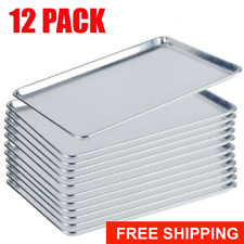 12 Pack Full Size Aluminum 18x 26 Bun Sheet Baking Pan Wire Rim Commercial Cps