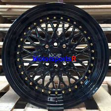 Xxr 536 Black Gold Rivets 15 X 8 0 Deep Step Lip Wheels Rims 4x114.3 Hellaflush