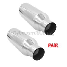 2.5 Inlet 4 Outlet 12 Long Stainless Steel Rolled Edge Exhaust Tip 2 Pack