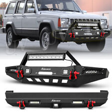 For 1989-2001 Jeep Cherokee Xj Steel Front Rear Bumper With Winch Plate Lights