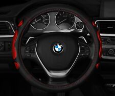 New Black Red Car Steering Wheel Cover Anti Slip Size M 14.5 - 15.5