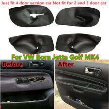 For Vw Bora Jetta Golf Mk4 4pcs Black Interior Door Panels Armrest Leather Cover