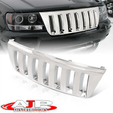 Vertical Chrome Vip Hummer Style Front Grille For 1999-2004 Jeep Grand Cherokee