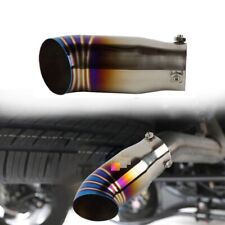 Jdm Titanium Burnt Blue Tip Stainless Exhaust Muffler 2.5 Inlet - 3 Outlet