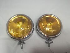 Pair 5 Vintage Style 6 Volt Fog Lights Amber Lens Lamps