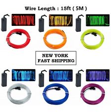 Led El Wire Neon Glow String Strip Light Rope Controller Car Decor Dance Party