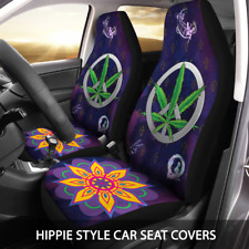 Hippie Style Car Seat Cover W Marijuana Peace Sign Universal Seat Protector 2