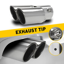 Dual Exhaust Pipe Tail Throat Muffler Tip Chrome Car Stainless Steel 1.4-2.5