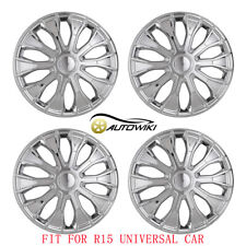 15-inch Universal Chrome Wheel Covers Snap On Full Hubcaps Tire Steel Rim 4pcs