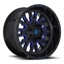 4 20x10 Fuel Gloss Black Blue Stroke Wheel 5x114.3 5x127 Ford Jeep Toyota Gm