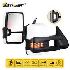 Tow Mirrors Led Signals Painted White For 2003-2007 Chevy Silverado Gmc Sierra