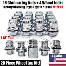 16 Chrome 12x1.5 Oem Factory Mag Style Lug Nuts For Toyota Lexus 4 Wheel Locks
