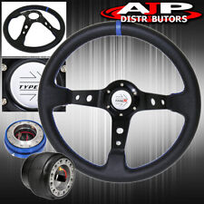 For 96-05 Civic Deep Dish Black Steering Wheel Slim Quick Release Adapter