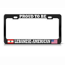 Lebanese American Flags Black Metal License Plate Frame Auto Suv Tag Border