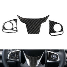 3x Carbon Fiber Steering Wheel Decal Cover Sticker For Honda Civic 10th 2016-19