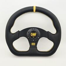 325mm Yellow Stitching Stripe D Shape Flat Steering Wheel For Momo Hub Racing