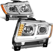 For 2011-2013 Jeep Grand Cherokee Dual L-tube Drl Projector Chrome Headlights