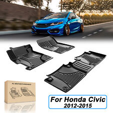 Car Floor Mats 3d Liners Tpe Rubber All Weather Carpet For 2012-2015 Honda Civic