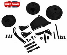 Complete V-belt 2 Groove Long Water Pump Pulley Kit Black For Sb Chevy 327 350