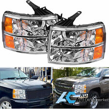 For 07-13 Chevy Silverado 1500 2500hd 3500hd Headlights Headlamps Pair Chrome