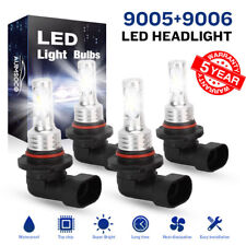 9005 9006 Led Headlights Combo Bulbs High Low Beam White Super Bright 6500k 4pcs
